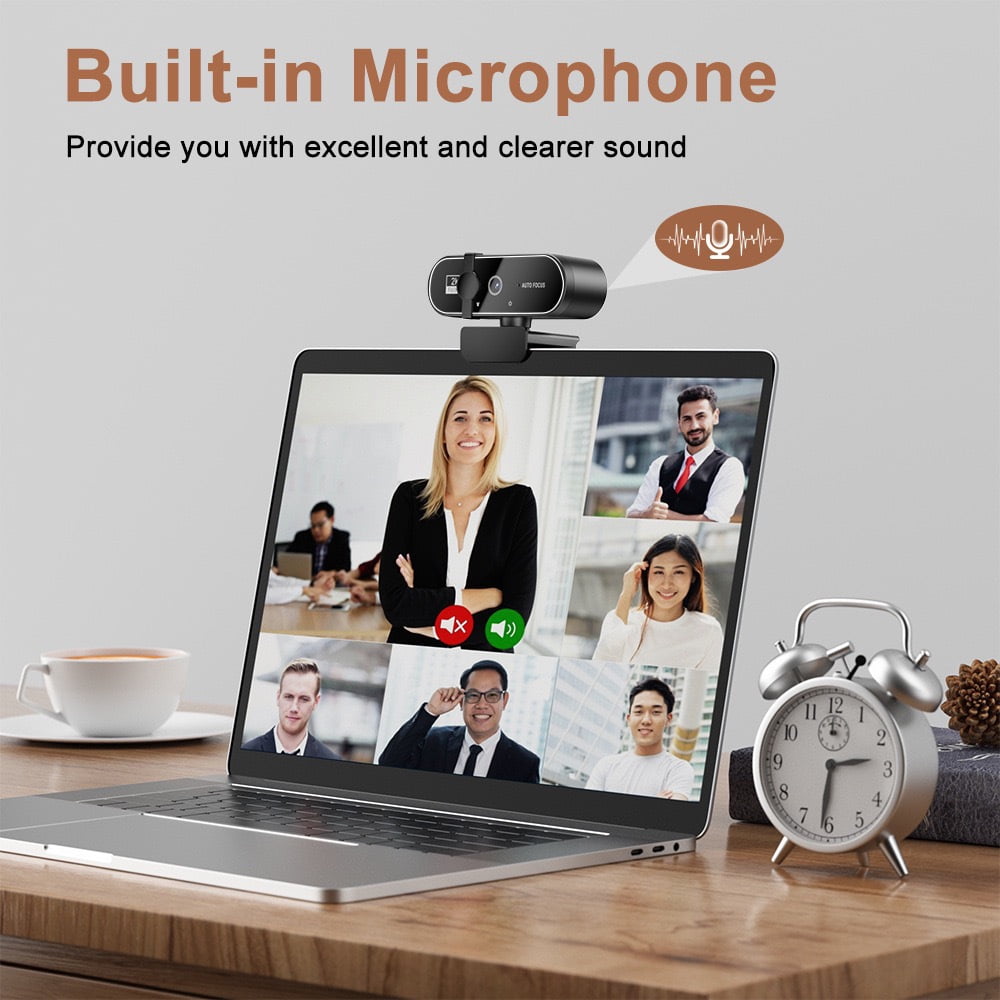 2K HD USB Webcam, Plug and Play Computer Camera for Online Classes Meetings Live Streaming Video Calling