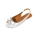 thumbnail image 2 of Miluxas Womens Bowknot Dress Flats Ballet Low Wedge Open Toe Slip-Ons Comfortable Casual Flats Shoes Dressy office Work Shoes White 9.5(43), 2 of 9