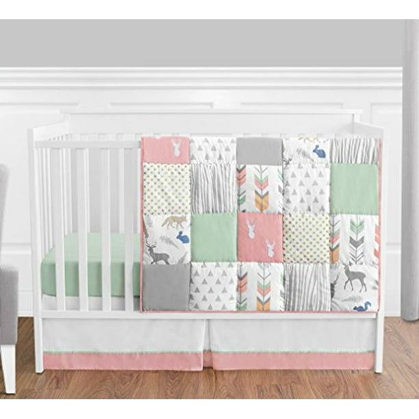 C Mint And Grey Woodsy Deer Girls Baby Bedding 4 Piece Crib Set Without Bumper Com - Rustic Deer Crib Bedding C Mint And Grey Woodsy Deer Girls Baby Bedding 4 Piece Crib Set Without Bumper Com - Rustic Deer Crib Bedding
