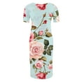 thumbnail image 5 of breaise Solid Color & Floral Side Ruch Maternity Dress Crew Neck Bodycon Dress Short Sleeve Baby Shower Dress Casual Lounge Pregnancy Dress Daily Wear, 5 of 6