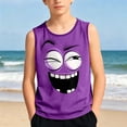 thumbnail image 2 of KHONTS Kids Tank Tops Boys Funny Face Expression Tanks Shirts Novelty Summer Beach Sleeveless Athletic Undershirts,Size 3-14 Years Purple 100, 2 of 4