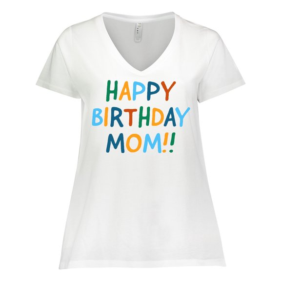 Inktastic Happy Birthday Mom Women's Plus Size V-Neck T-Shirt