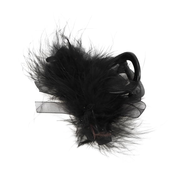Unique Bargains 1 Pc Hair Clip Feather Pattern Claw Clip 3.15"x1.77"x2.17" Black