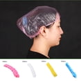 thumbnail image 1 of SPRING PARK 100pcs Disposable Waterproof Hair Cap Reusable Shower Cap Hat Bath Cap Clear Plastic, 1 of 8