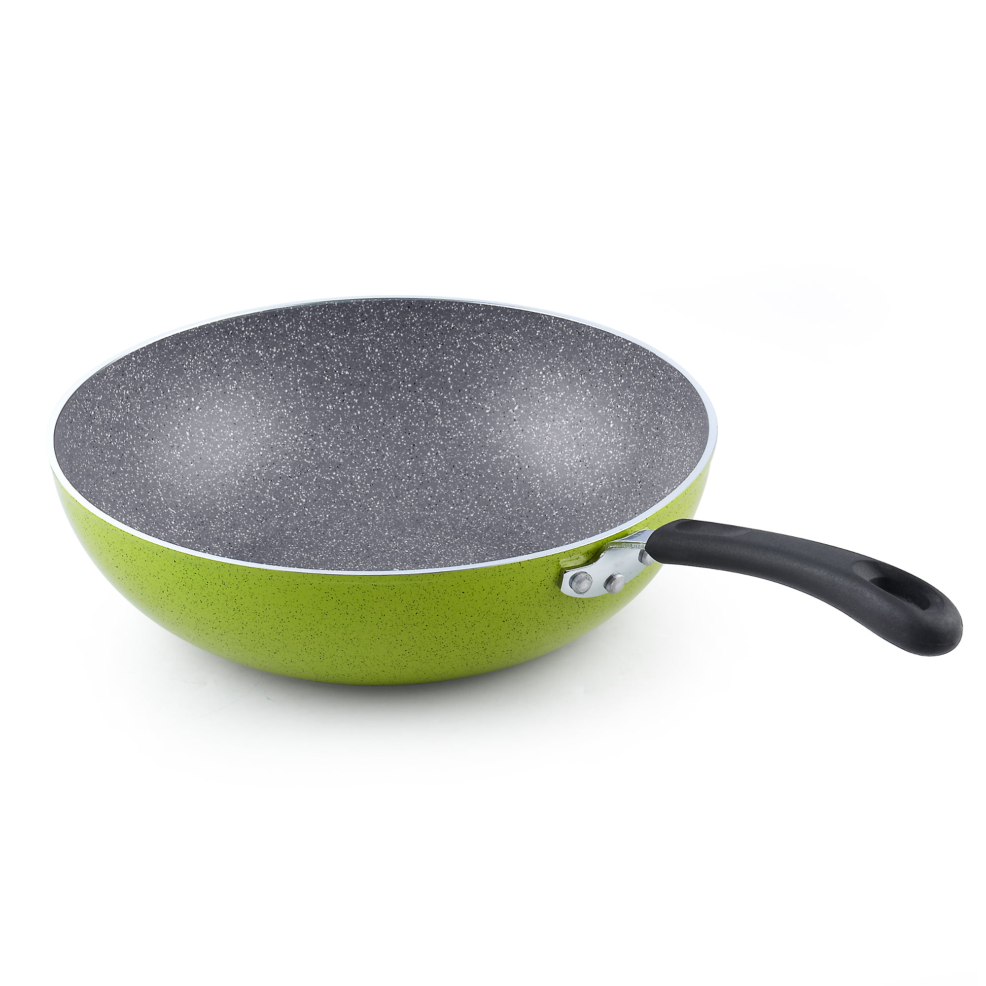 Innerwell 12 Inch Nonstick Wok Pan with Lid, Non Stick Stir Fry Pan with  Ergonomic Handle 100% PEOA and PFOA Free Frying Saute Skillet Cookware,  Green