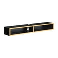 Furniture of America Evaine 2Shelf Floating TV Stand, Black and Gold