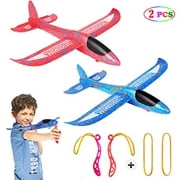 MIMIDOU 2 Pack Upgrade Slingshot Glider Plane Dual Flight Mode Dual Play Ways Foam Airplane Equipped with Slingshot Launch Suitable for Younger Children.