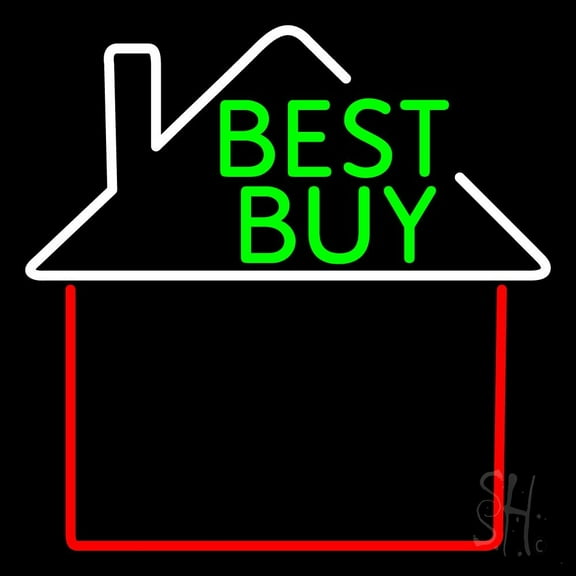 Real Estate Best Buy House Logo LED Neon Sign 16 x 16 - inches, Black Square Cut Acrylic Backing, with Dimmer - Bright and Premium built indoor LED Neon Sign for office, and stroefront