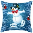 thumbnail image 1 of 4 Pcs Christmas Peach Skin Digital Printing Christmas Snowman Pillowcase, 1 of 8