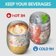 thumbnail image 4 of 12oz Stemless Wine Tumblers Pioneer Flower Floral Print Pattern Vacuum Insulated Stainless Steel Travel Tumbler Cups Mug with Lid and Straw for Champaign,Cocktail,Beer with Cleaning Brush, 4 of 5