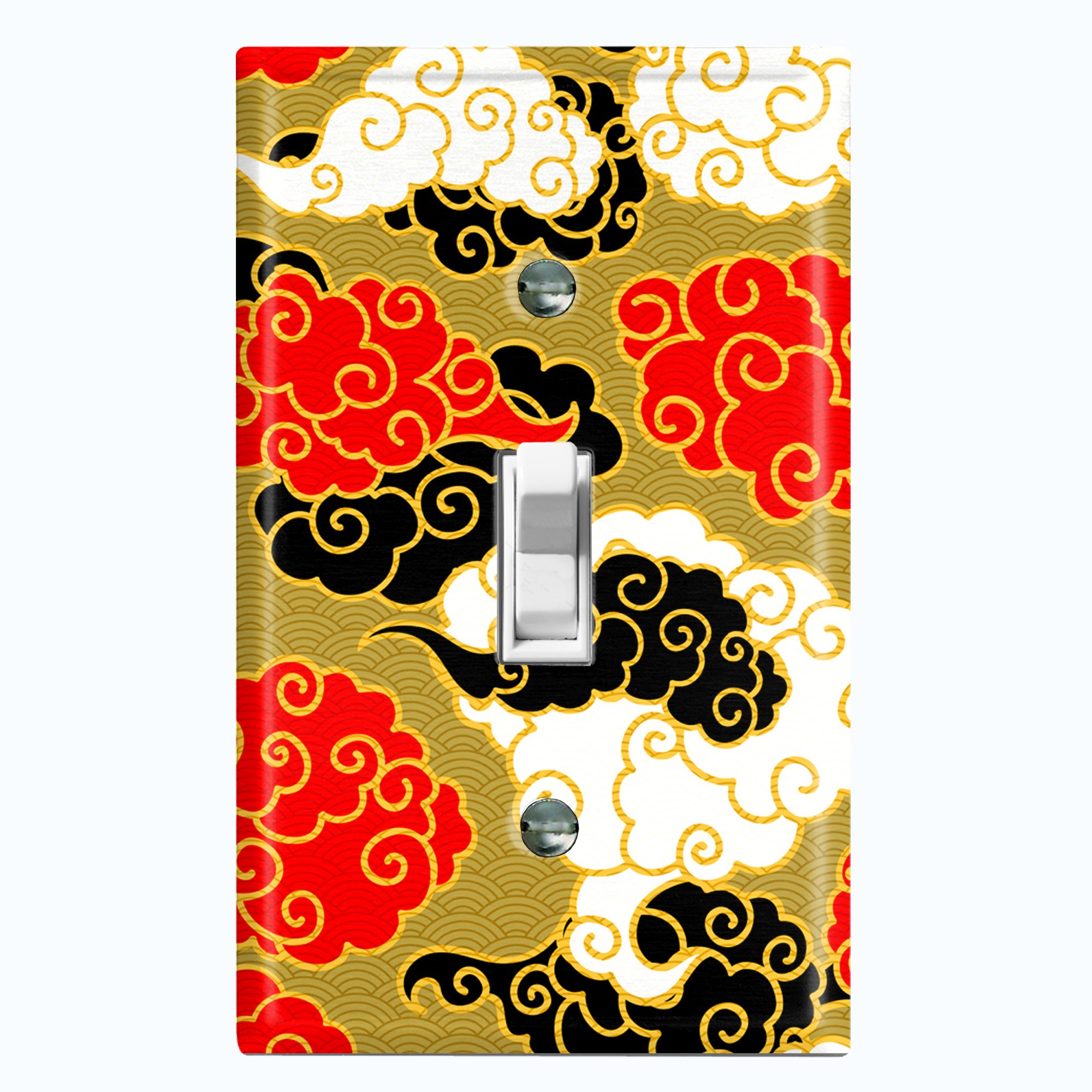 Metal Light Switch Plate Cover Japanese Cloud Pattern Green Wallpaper ...