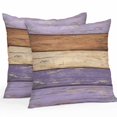 thumbnail image 2 of Throw Pillow Covers 16x16 Inch Set of 2, Farmhouse Purple Brown Waterproof Outdoor Pillow Covers, Vintage Wooden Striped Decorative Cushion Pillowcases for Couch, Sofa, Bed, Garden, Patio, 2 of 9