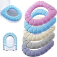 thumbnail image 1 of Juego de 5 piezas de cojines gruesos para inodoro de baño, suave y cálido, tela elástica lavable para fácil ajuste, cómoda tapa de inodoro, funda para silla (estilo calabaza) JAMW Sencillez, 1 of 4