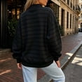 thumbnail image 4 of CHGBMOK Women's Mock Neck Sweatshirt Striped Long Sleeve Casual Pullover Tops Drop Shoulder Loose Fit Basic Sweatshirts, 4 of 5