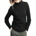 thumbnail image 1 of Capreze Winter Warm Jumper Tops Cable Pullover for Women Casual Knitted Sweaters Work High Neck Sweater Black XL, 1 of 2