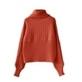 thumbnail image 4 of Duoif Womens Sweaters Women's High Neck Pullover - European & American Knitted Top Fall Sweaters for Women Orange L, 4 of 5
