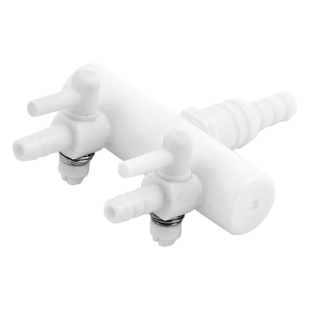 Aquarium Fish Tank Plastic Two Way Out Air Flow Distributor Lever Control Valve