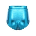 thumbnail image 2 of Kaerm Women's Metallic Dance Festival Rave Bottoms Metallic High Waisted Booty Shorts Sky Blue L, 2 of 7