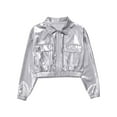 thumbnail image 1 of YUUMIN Veste Métallique Décontractée à Sequins pour Filles et Garçons, Veste à Col Rabattu avec Fermeture Éclair, Argent 16, 1 of 4