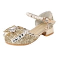 thumbnail image 3 of Durtebeua Little Kids Girls Dress Pumps Glitter Sequins Princess Low Heels Mary Jane Party Dance Shoes Rhinestone Sandals Gold,2.5, 3 of 5