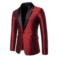 thumbnail image 5 of Men's Slim Fit Peaked Lapel Tuxedo Blazer Embossed Performance Formal Wear Printed Flap Pockets Suits for Prom Party Event Banquet Nightclub Ceremonies Photo, 5 of 9