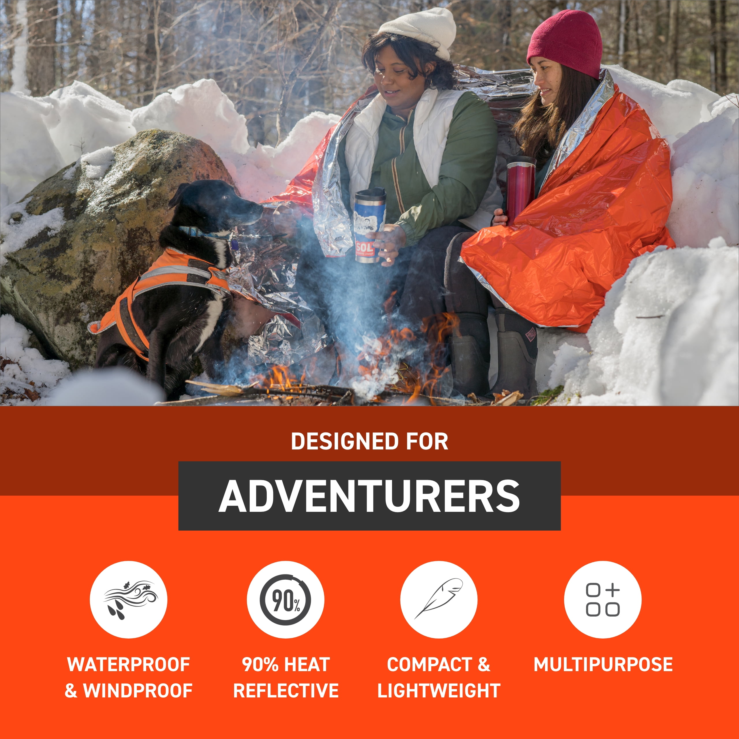 Survive Outdoors Longer 90% 2-Person Survival Blanket (Pack of 3)