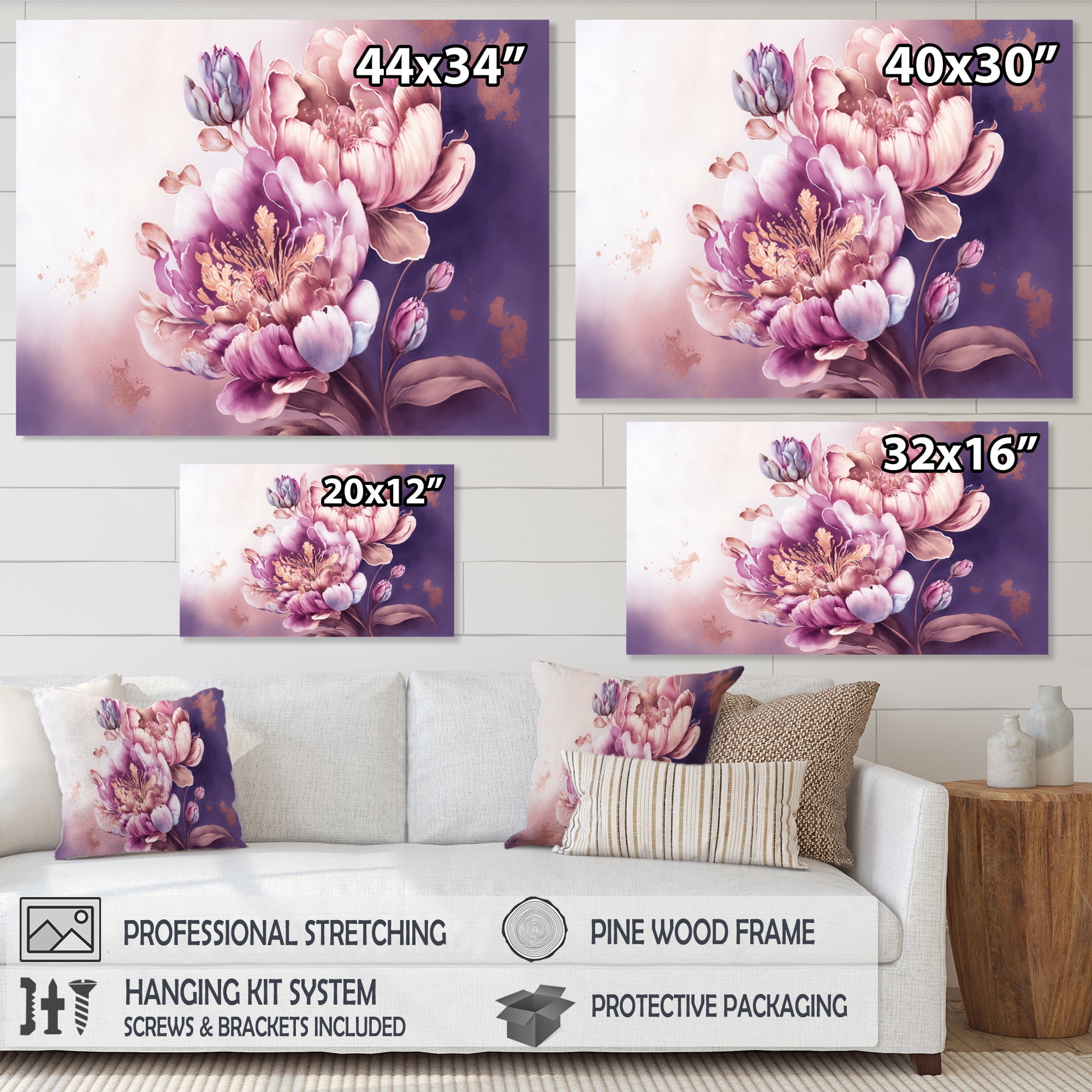 Designart Pink And Gold Peruvian Lily II Canvas Wall Art