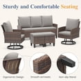 thumbnail image 4 of ELPOSUN Outdoor Patio Furniture Set, 5 Pieces All-Weather Wicker Rattan Outdoor Patio Conversation Set with Swivel Chairs and ottomans, for Garden,Poolside,Backyard, Brown&Gray, 4 of 9