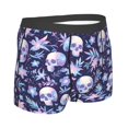thumbnail image 3 of Daiia Skull flower white blue Men's Underwear Boxer Briefs, Cotton Stretch Moisture-Wicking Underwear-Medium, 3 of 9