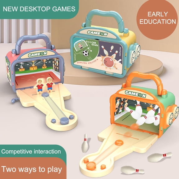 Nsxcdh Safe Plastic Toys for Toddlers Children's Two In Table Game Bowling and Football Carrying Case Parent-child Interactive Educational Toys Must-Have Item