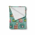 thumbnail image 2 of Retro Soft Flannel Fleece Throw Blanket, Cheerful Hipster Pattern Old Analogue Photo Cameras Doodle Style Film Equipment, Cozy Plush for Indoor and Outdoor Use, 60" x 80", Multicolor, by Ambesonne, 2 of 6