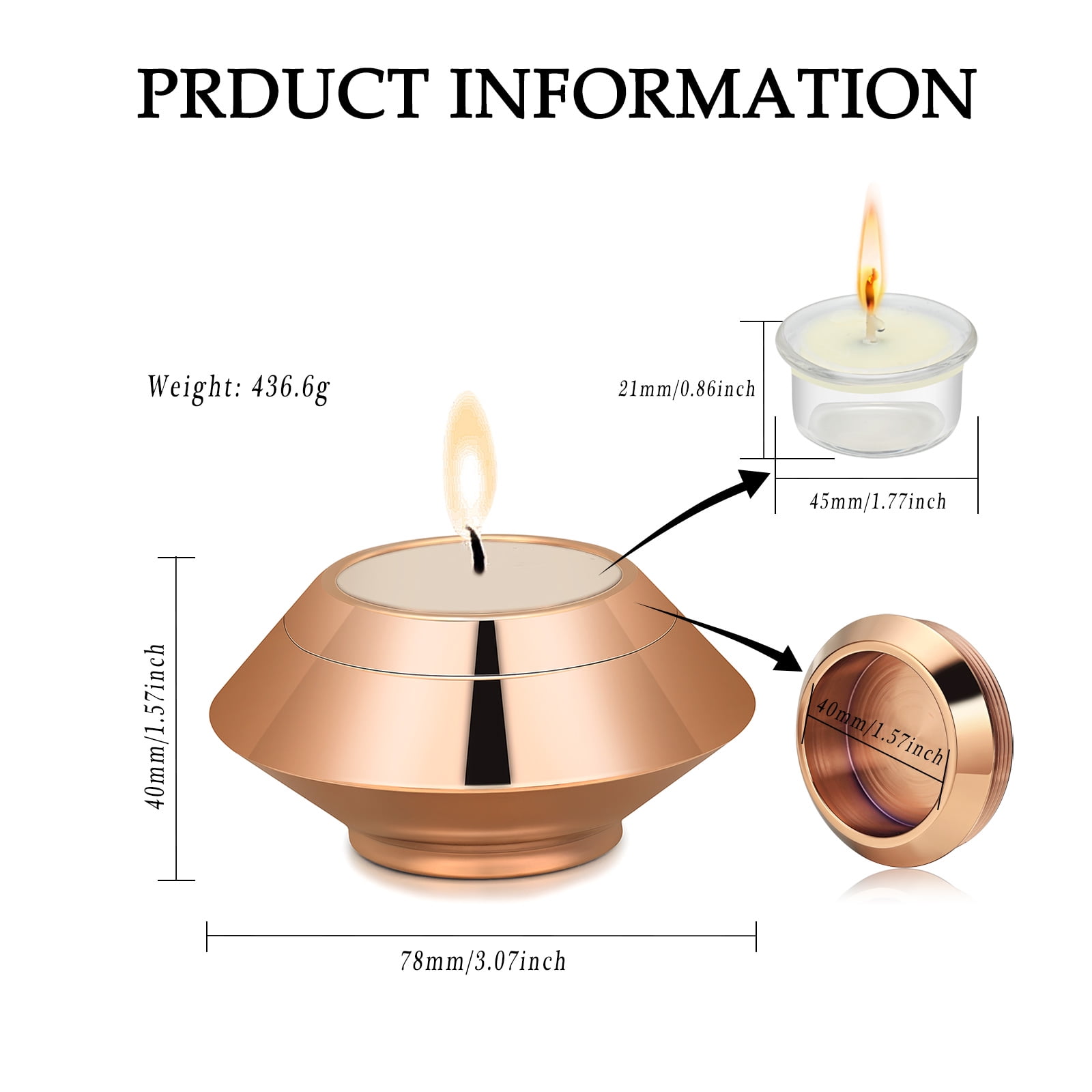 Cremation Urn for Human Ashes Stainless Steel Candle Ash Holder Keepsake Urn for Ashes Candlestick Mini Funeral Urns for Pet Ashes,Customize