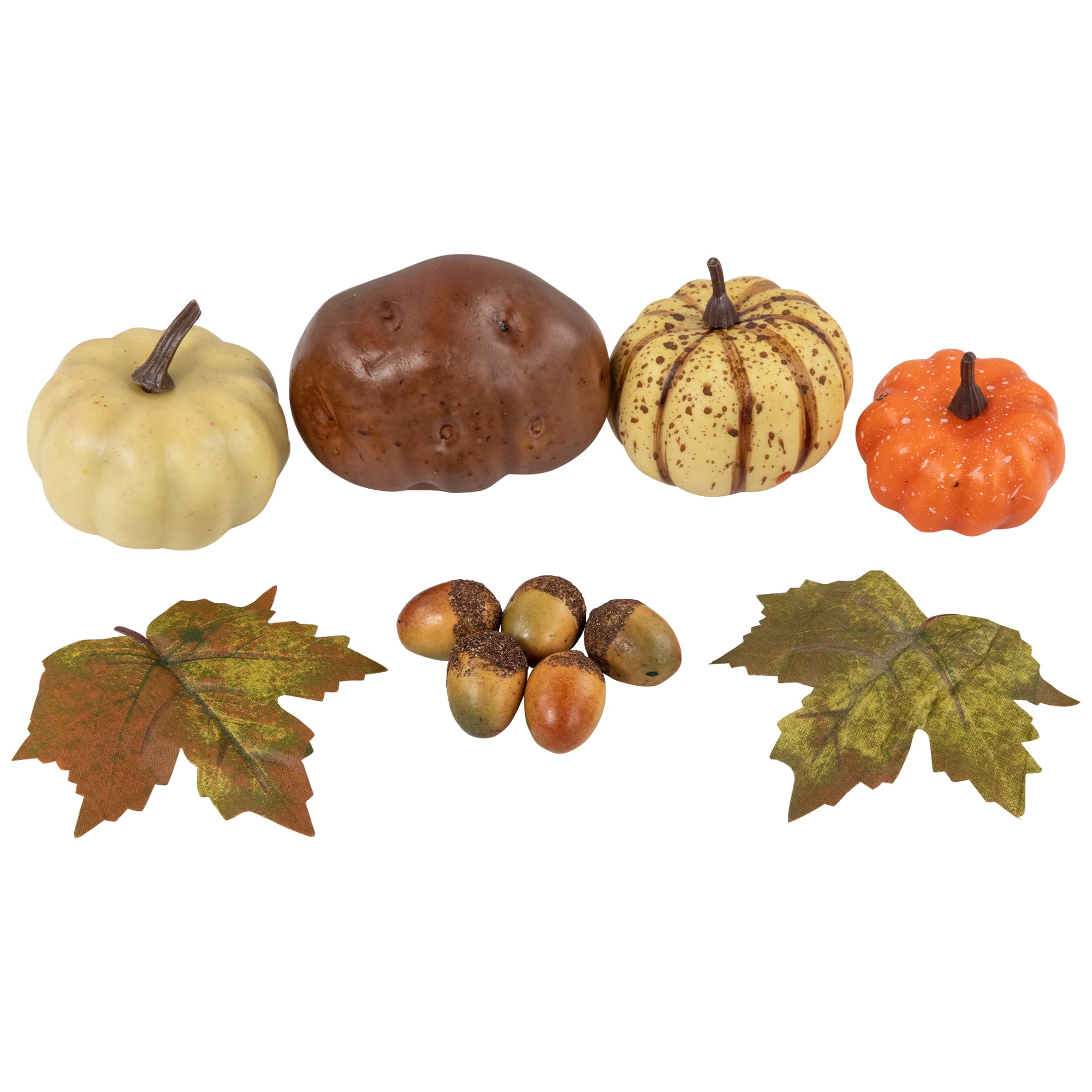 10-Piece Autumn Harvest Artificial Pumpkin Acorn and Leaf Decoration Set