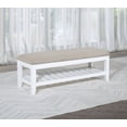 thumbnail image 2 of Bexhill Upholstered Rectangular Bench with Shelf White, 2 of 8