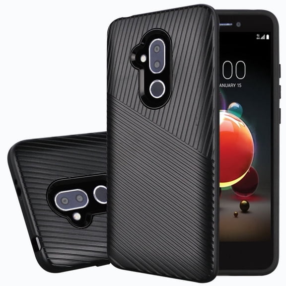 GSA Textured Embossed Hard Plastic PC TPU Hybrid Case For Alcatel 7 Folio Black