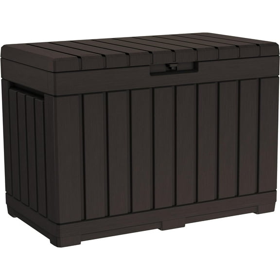 Kentwood 50 Gallon Resin Deck Box-Organization and Storage for Patio Cushions, Throw Pillows and Garden Tools, Brown
