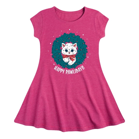 Instant Message - Happy Pawlidays Christmas - Toddler & Youth Girls Fit & Flare Dress
