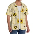 thumbnail image 2 of PAYOHTO Cute Bee Sunflower Yellow Mens Hawaiian Casual Short-sleeved Shirt Tropical Summer Beach Button Down Shirts, 2 of 7