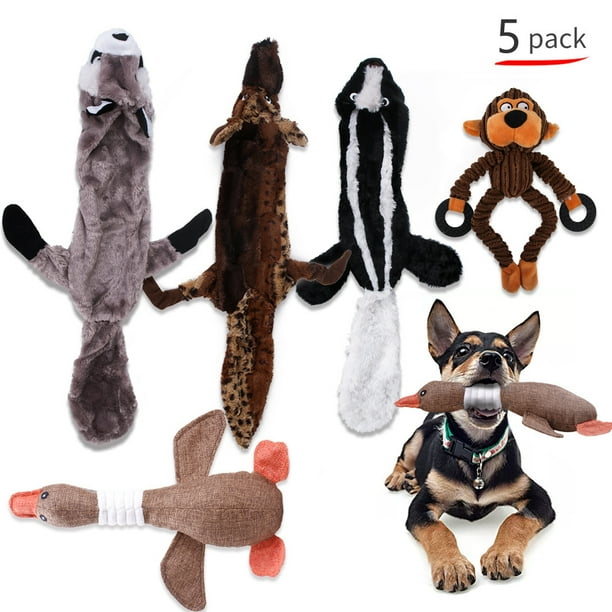 Juguetes para perros, paquete de 4, juguetes para mascotas, juguete arrugado para perros, sin relleno, juguete de peluche para perros, juguete para masticar para perros grandes y medianos, juguetes para perros chirriantes, juguetes para cachorros, chirridos Rojo Verde