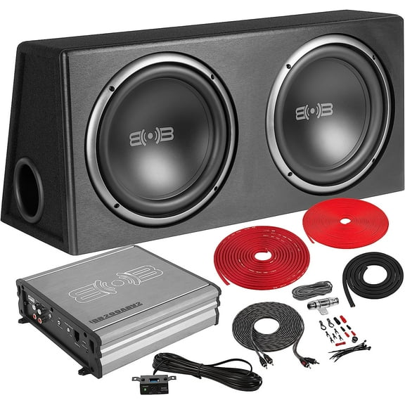 Belva BPKG212v2 Complete Bass Package, Dual 12" 4-Ohm Woofers with Class A/B Mono Block Amp, 1200 Watts Max Power and Amp Kit, Version 2