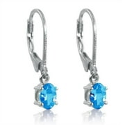 Amanda Rose Collection Swiss BlueTopaz Leverback Earrings, Sterling Silver - 1 ct
