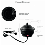 HOSLEY Ceramic Oil Warmer, Black