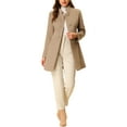 thumbnail image 2 of MODA NOVA Juniors Winter Stand Collar Long Sleeve Single Breasted Long Overcoat, 2 of 6