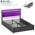 thumbnail image 4 of Homieasy Full Size Bed Frame with Charging Station and LED Lights, Industrial Platform Bed with Headboard and 4 Storage Drawers, Steel Slat Support, No Box Spring Needed, Easy Assembly, Black Oak, 4 of 8