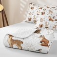 thumbnail image 4 of Manfei Cute Deer Fox Quilt King, Fall Branches Plant King Coverlet Set, White Tan, Reversible, 3pcs, 1 Bedspread and 2 Pillowcases, 4 of 7