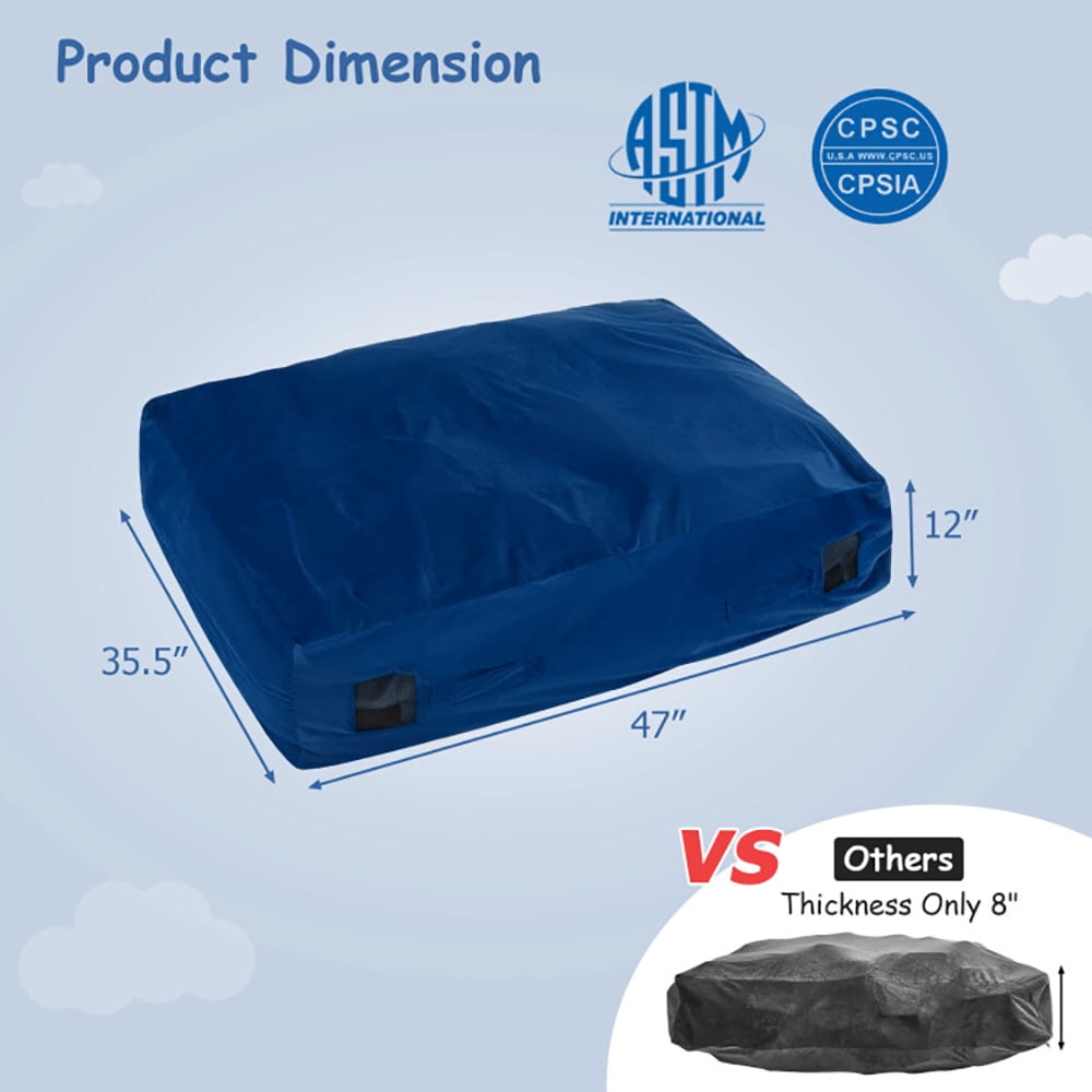 CIPACHO 47" x 35.5" Crash Pad Sensory Mat with Foam Blocks and Washable Cover for Kids and Adults, Ideal Gymnastics Equipment for Kids to Jump, Play or Relax, Blue