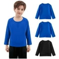 thumbnail image 2 of fatyb 3 Pack Cotton Long Sleeve T-Shirts for Boys Girls Crewneck Casual Shirts Plain Kids Basic Tee Top, 2 of 7