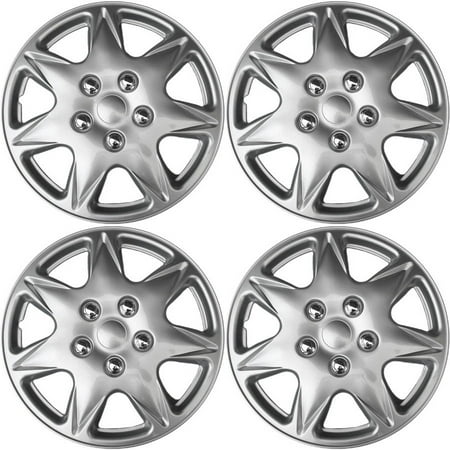 Hub Solid Rubber Wheels - 4-Piece Hub Cap ABS Silver 17