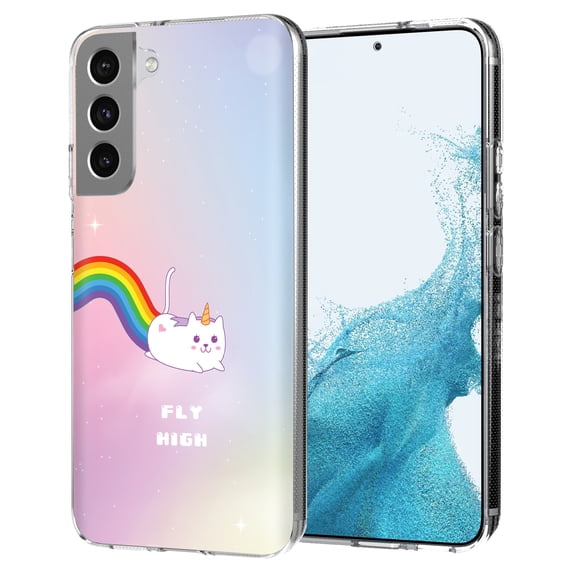 TalkingCase Thin Slim Case Compatible for Samsung Galaxy S22 5G, Fly High Caticorn Print, Lightweight, Flexible, Soft, USA