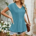 thumbnail image 5 of Cavosen Womens Tops Short Sleeve Summer Dolman Sleeve Dressy Blouse Pullover Tunic V Neck Casual Loose Tees Solid Fashion Shirts Beach Resort Comfy Going out T Shirts Blue M, 5 of 6